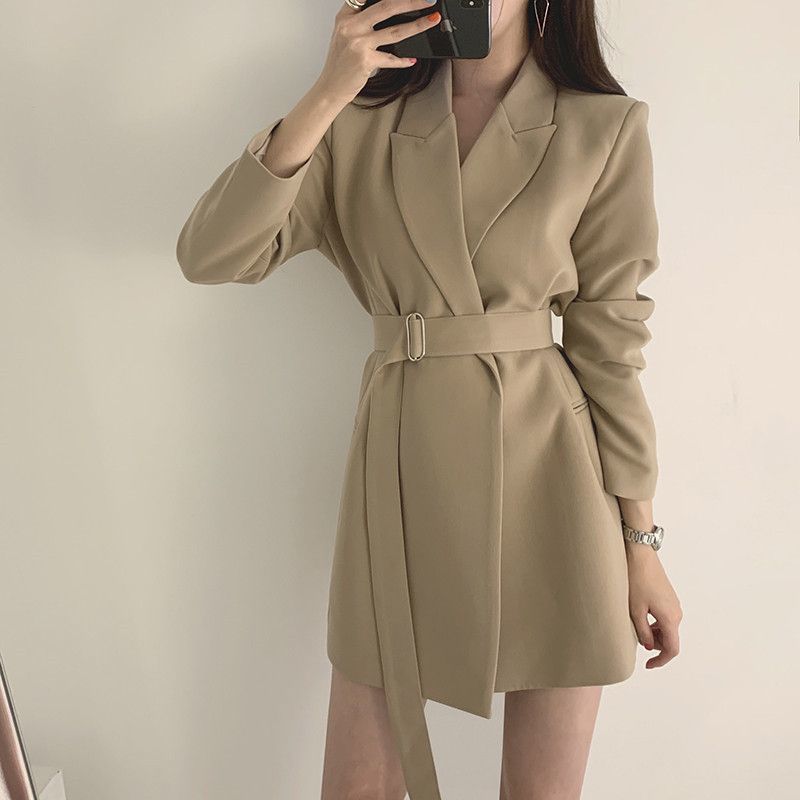 Damen Blazer-Kleid mit tailliertem Schnitt und Gürtel Drune