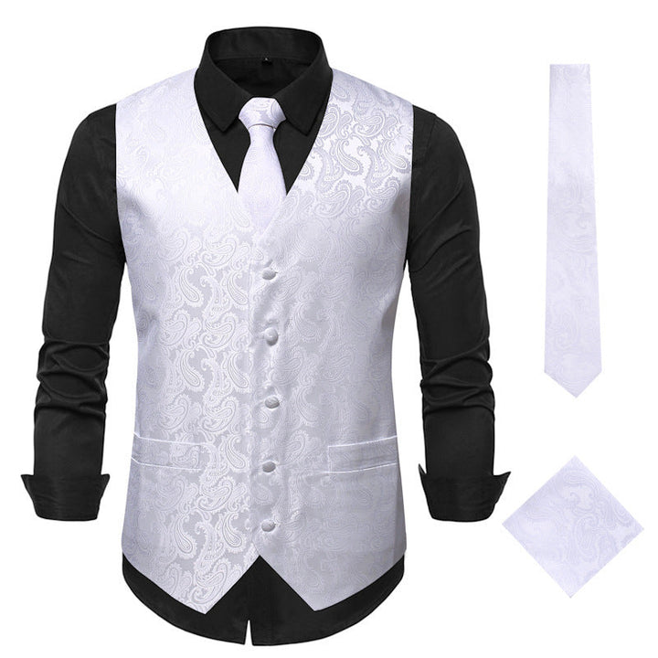 Herren elegante Weste mit feinem Paisleymuster und passendem Krawatten-Set Drune