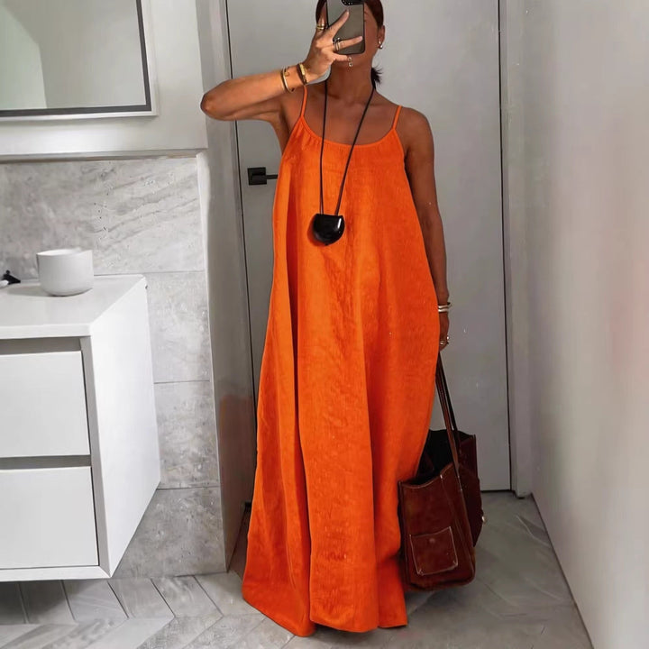 Damen luftiges Leinen-Maxikleid Drune