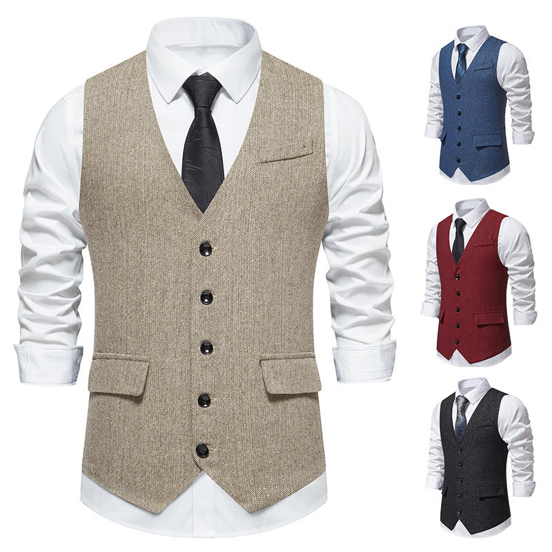 Herren elegante Weste mit feinen Knopfdetails Drune