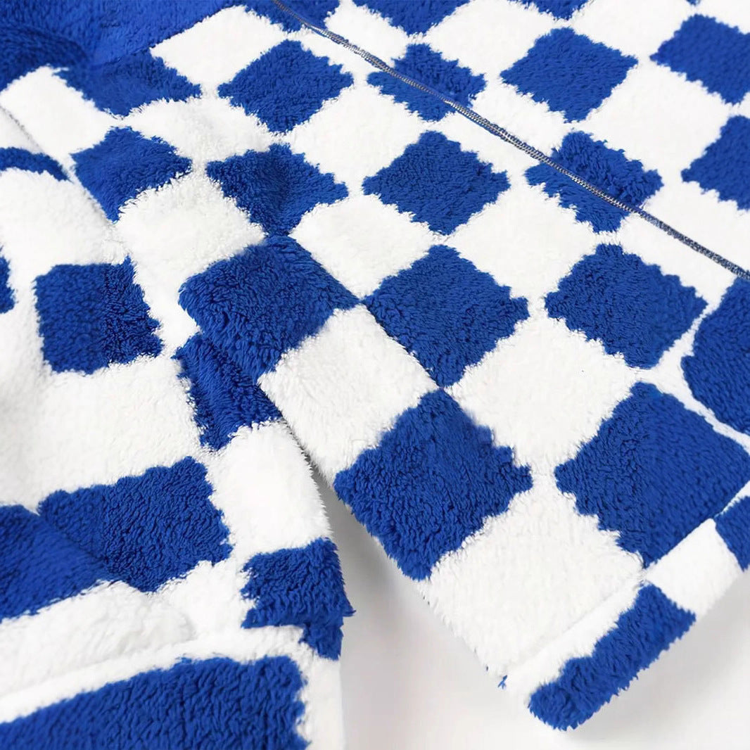 Damen Flauschige Jacke im modernen Karomuster Drune