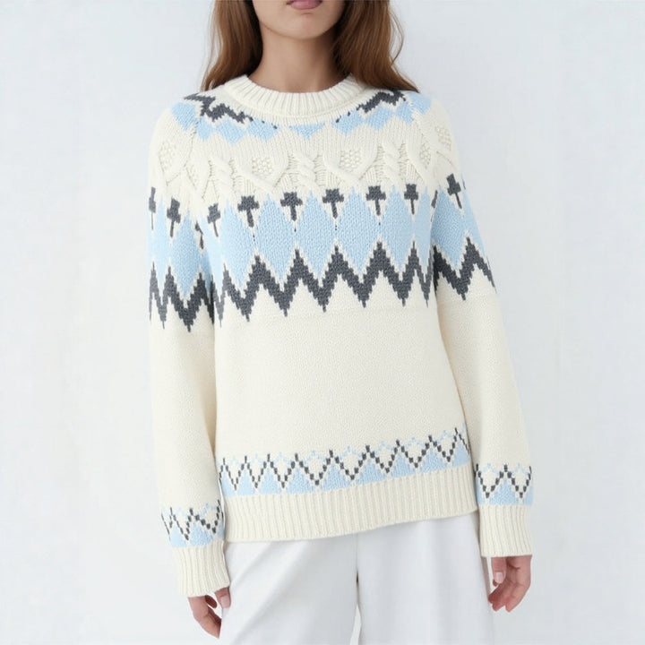 Damen Strickpullover mit grafischem Muster und weichem Material Drune