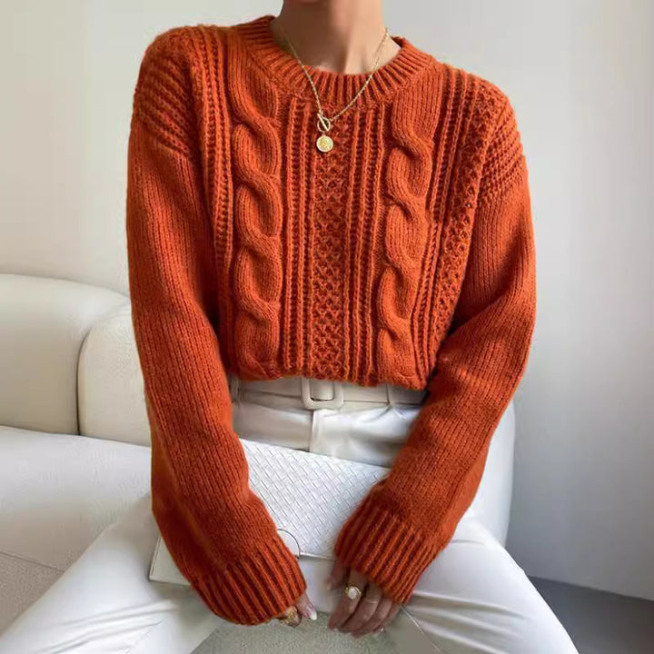 Damen Grobstrickpullover mit Zopfmuster und lässigem Schnitt Drune