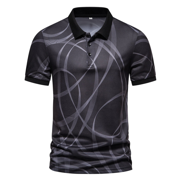 Herren Poloshirt mit modernem grafischen Muster und atmungsaktiver Textiltechnologie Drune