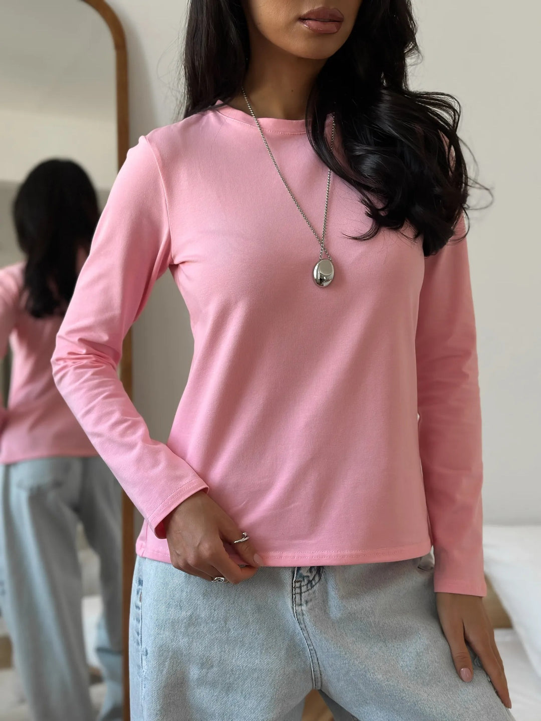 Damen Langarmshirt mit körperbetontem Schnitt und modischem Design Drune