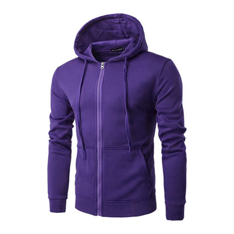 Herren nan Slim-Fit Kapuzensweatjacke mit mittigem Reißverschluss, doppellagiger Kapuze und praktischen Eingrifftaschen Drune