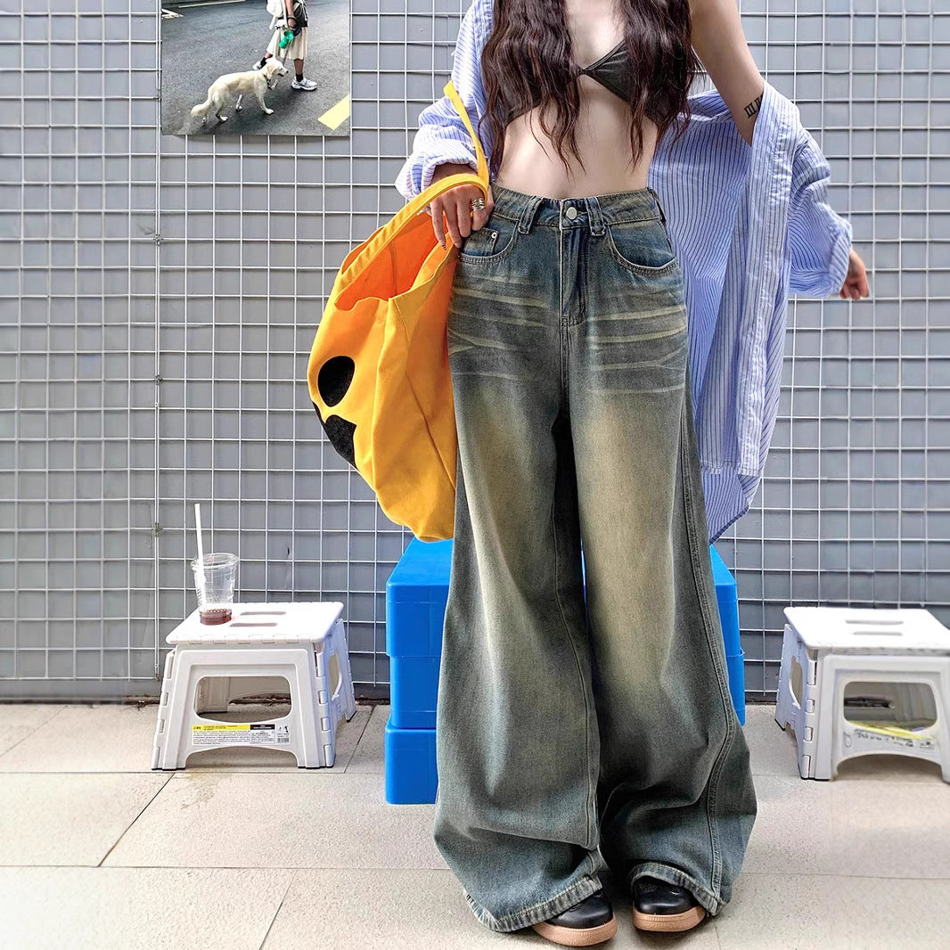 Damen Weit geschnittene Jeans mit Vintage-Effekten Drune