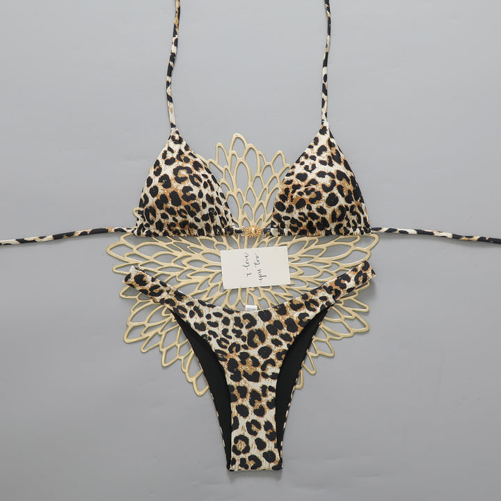Damen Triangel-Bikini mit elegantem gepunktetem Design und modischem Kontrast Drune