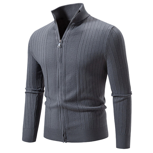 Herren eleganter Feinstrickpullover mit Stehkragen und Reißverschluss Drune