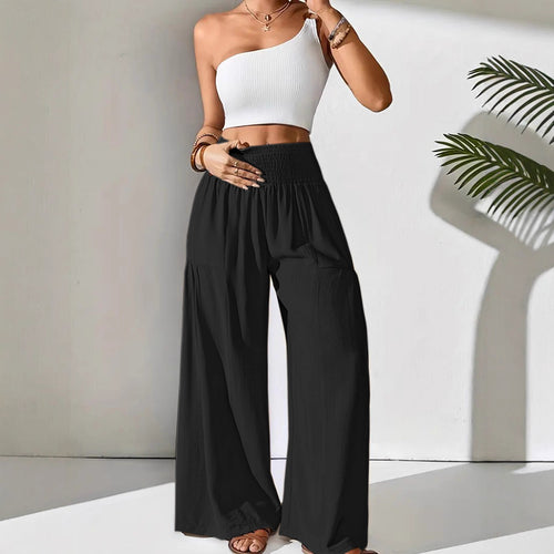 Damen weite Sommerhose mit elastischem Bund und seitlichen Eingrifftaschen Drune