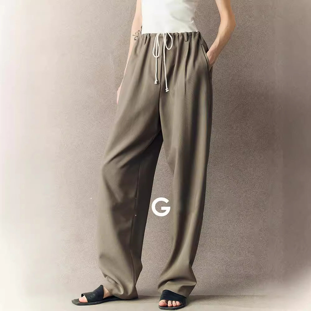 Damen komfortable und weit geschnittene Chino-Hose mit verstellbarem Bund Drune