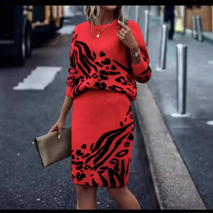 Damen Strickkleid im Leopardenmuster Drune
