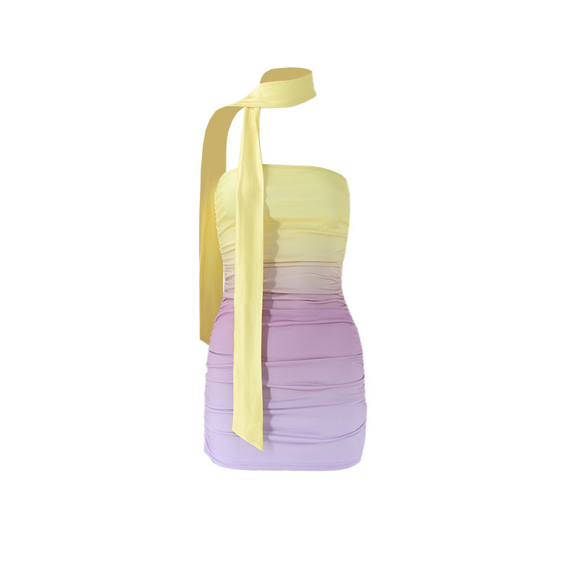 Damen figurbetontes Abendkleid mit schulterfreiem Design und seitlichem Gefransten Drune