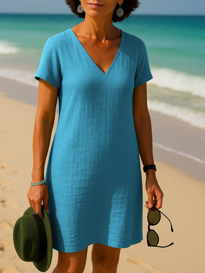 Damen Sommerliches V-Ausschnitt Kleid Drune