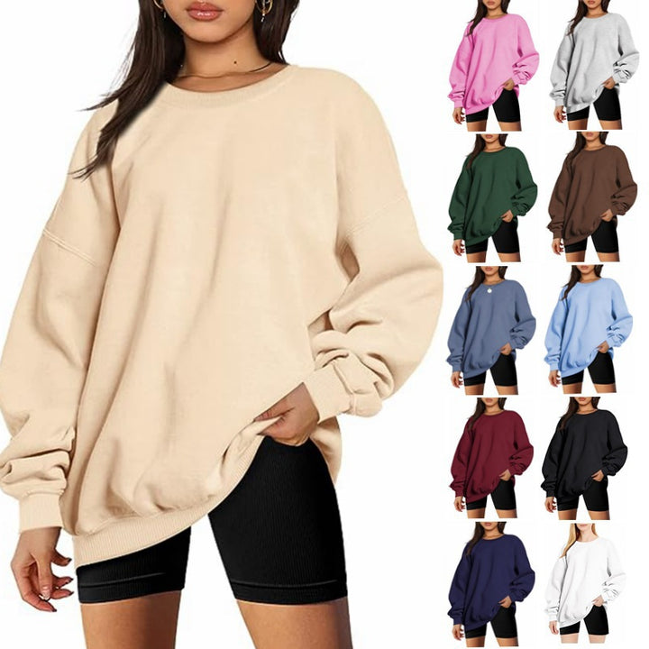 Damen nan Oversize-Sweater mit tiefem Schulterfall und gerippten Bündchen Drune