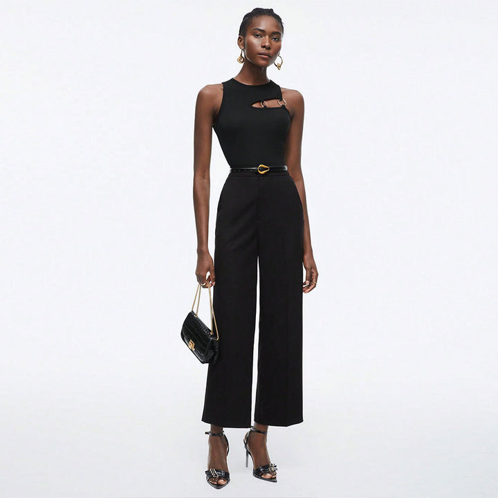 Damen modisches Trägertop mit innovativem Cut-Out-Design und metallischen Akzenten Drune