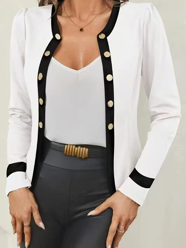 Damen Modische Blazerjacke mit eleganten Knopfdetails Drune