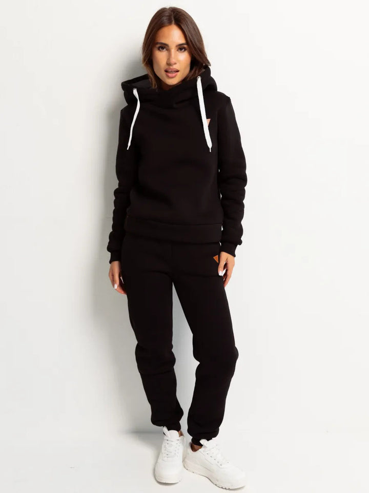 Damen Sportliches Hoodie-Set mit hohem Kragen Drune