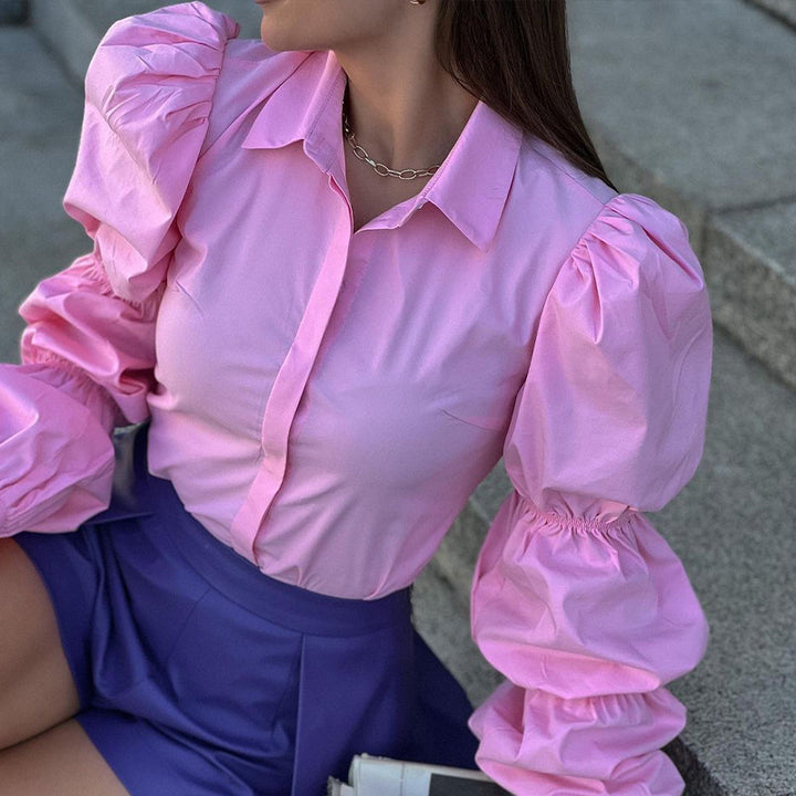 Damen Bluse mit voluminösen Puffärmeln und elegantem Schnitt Drune