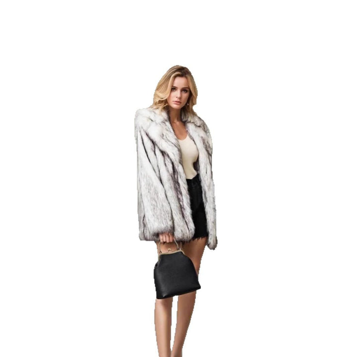 Damen Opulente Kunstpelz-Jacke mit Gürtel Drune