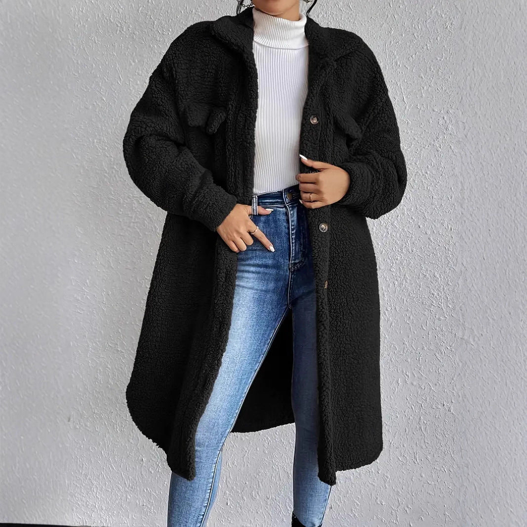 Damen Weiche und gemütliche Teddyjacke im Long-Format Drune