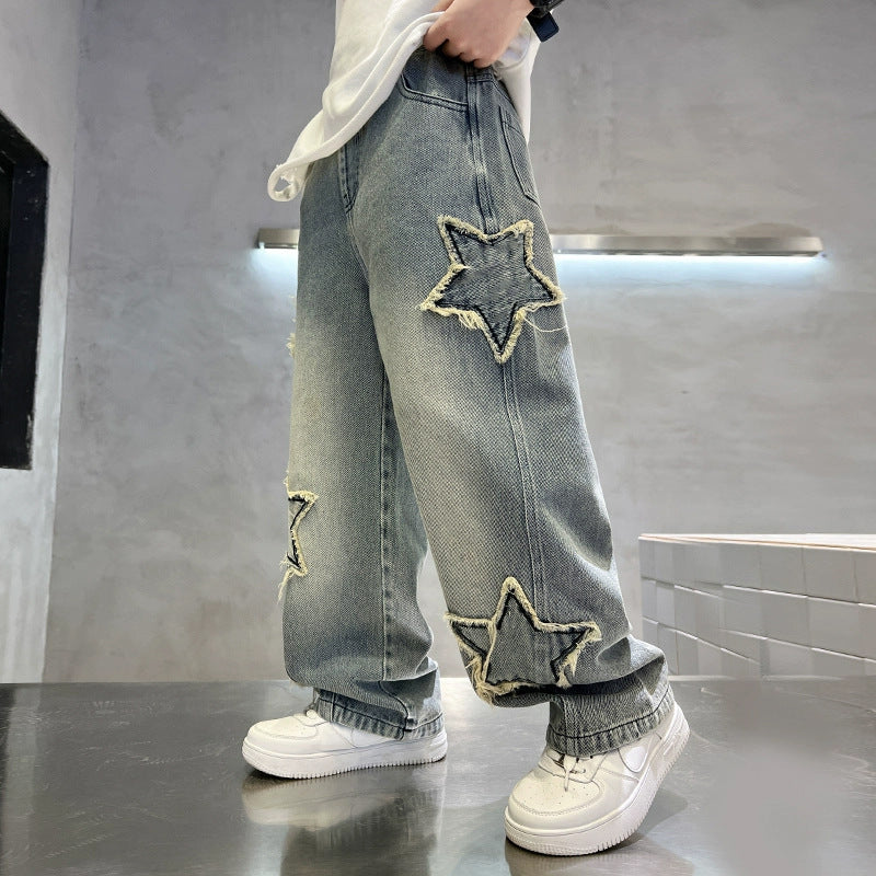 Damen modische Jeans mit Stern-Details Drune