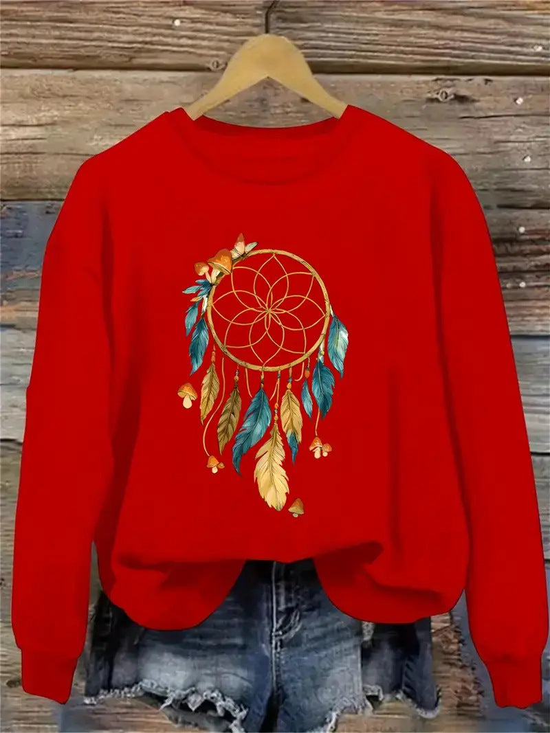 Damen Sweatshirt mit kunstvollem Traumfänger-Design Drune