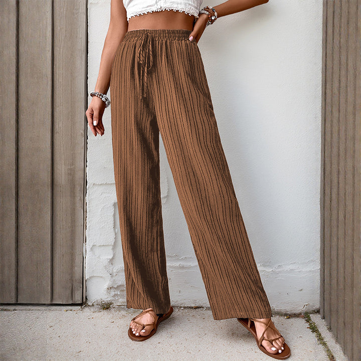 Damen komfortable Palazzo-Hose mit elastischem Bund und seitlichen Taschen Drune