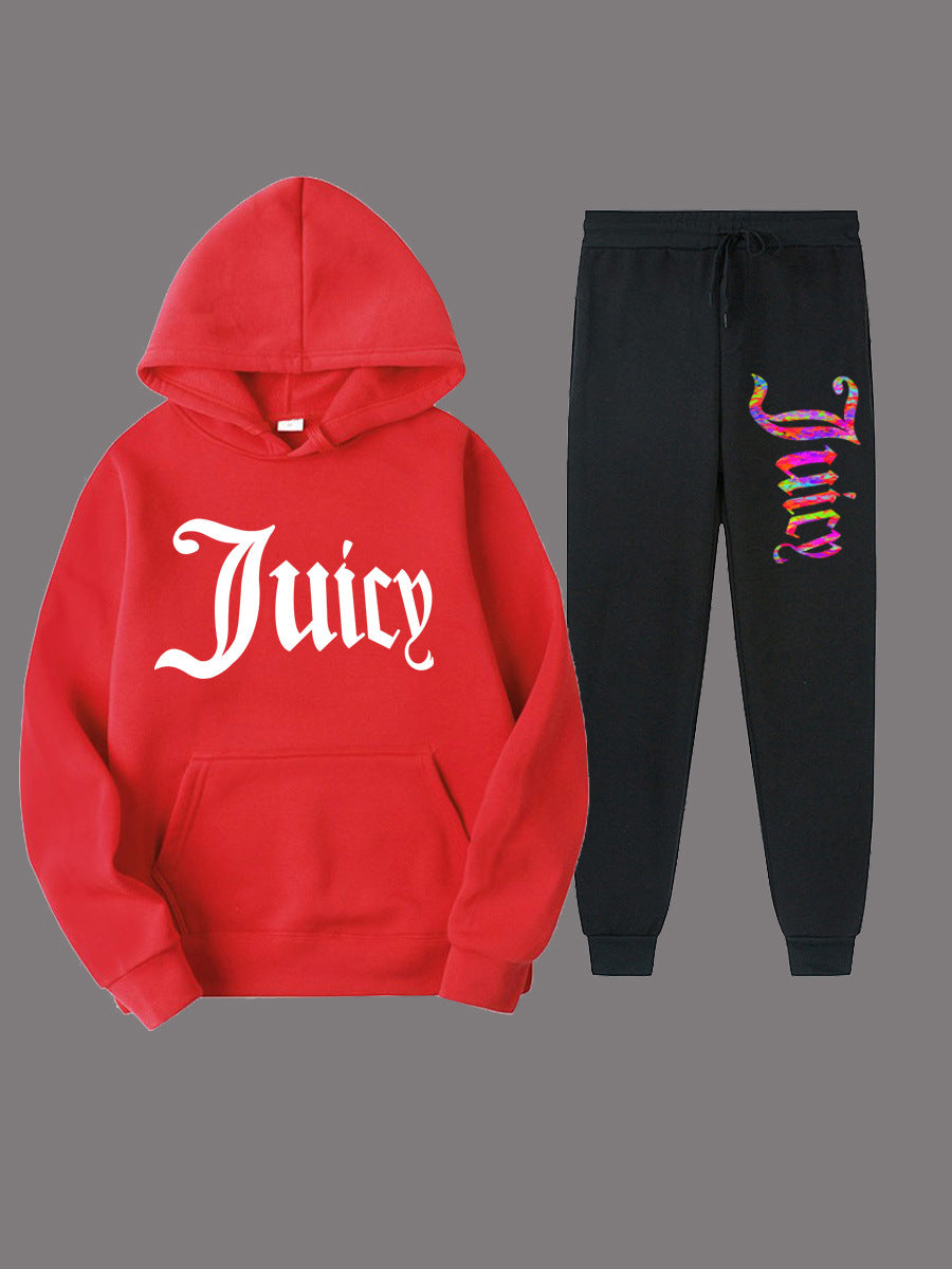 Damen sportliches Hoodie- und Jogginghose-Set mit einzigartigem grafischen Druck Drune