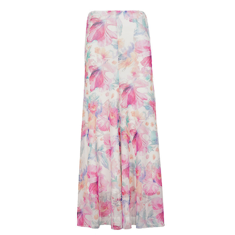 Damen Maxi-Rock mit floralen Mustern und fließendem Schnitt Drune