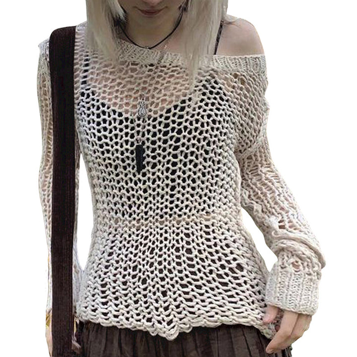 Damen Strickoberteil mit einzigartigem Netzdesign und weitem Schnitt Drune