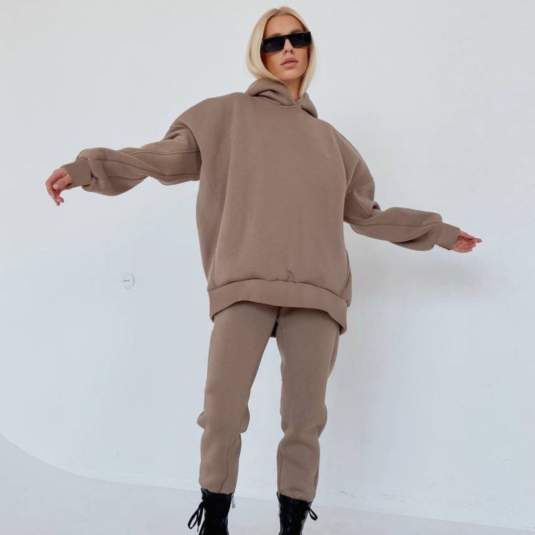 Damen nan oversized Kapuzen-Loungewear-Set mit extragroßer Kapuze und taillierter Jogginghose Drune