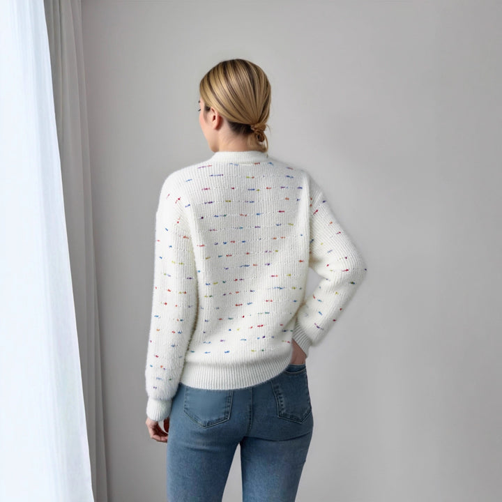 Damen Bequemer Strickpullover mit buntem Punktdesign Drune