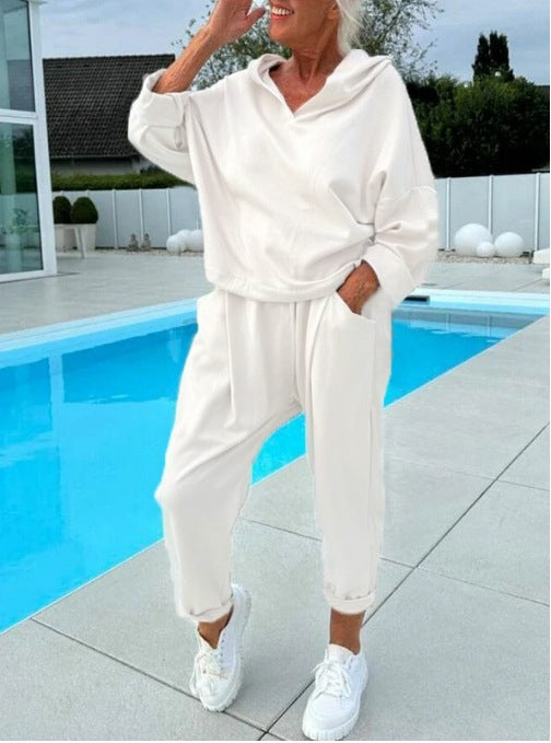 Damen modischer Hoodie und Jogginghose Set Drune