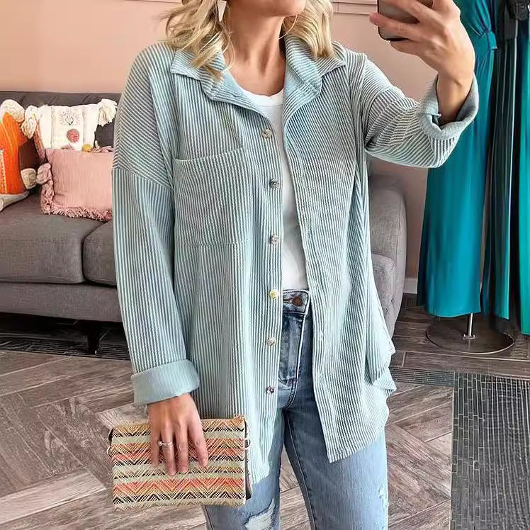 Damen lässige Strickjacke mit Knopfleiste Drune