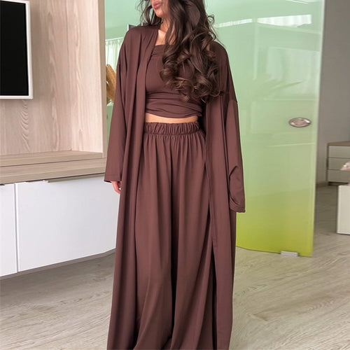 Damen eleganter Lounge-Anzug mit weit geschnittenem Cardigan Drune