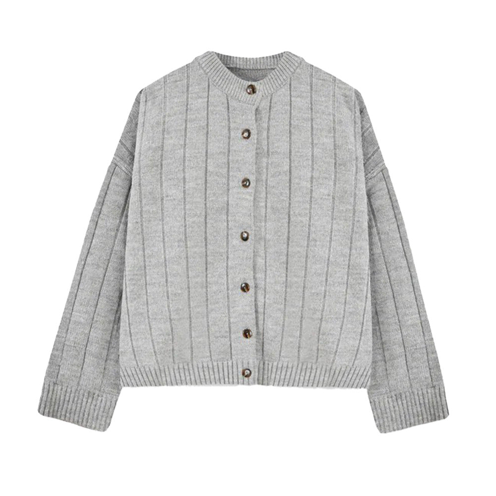 Damen Oversized Strickjacke mit Knopfverschluss Drune