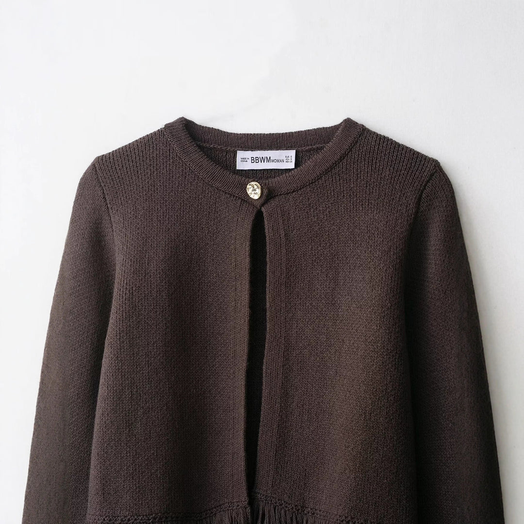 Damen trendige Fransenstrickjacke Drune