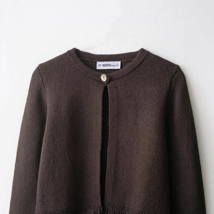 Damen trendige Fransenstrickjacke Drune