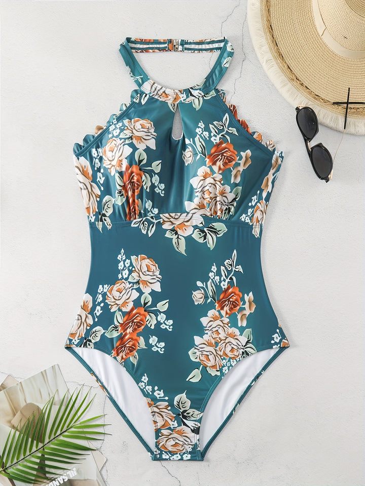 Damen Einteiliger Badeanzug mit elegantem Schnitt und floralem Design Drune