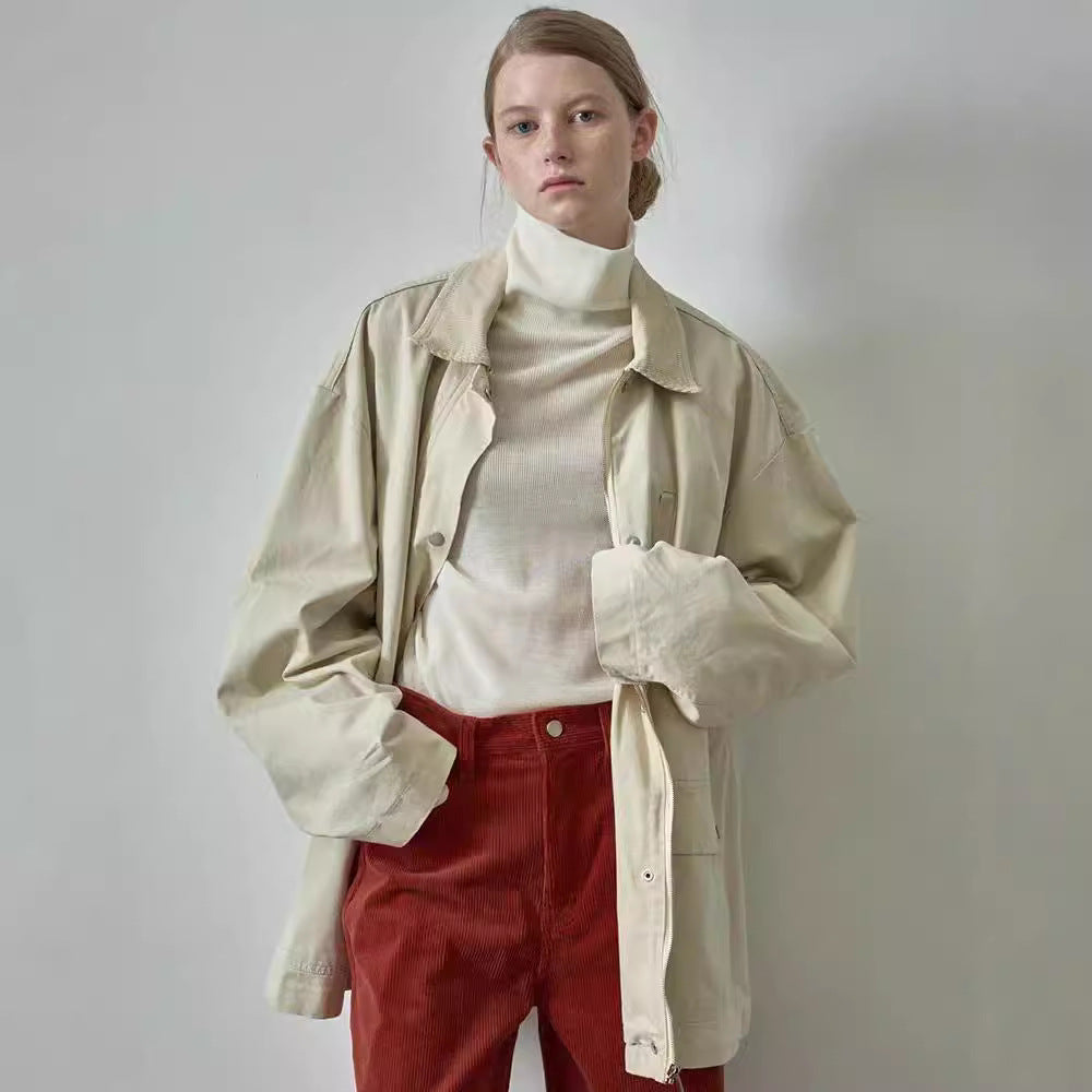 Damen Oversized Utility-Jacke mit robustem Stoff und praktischen Taschen Drune