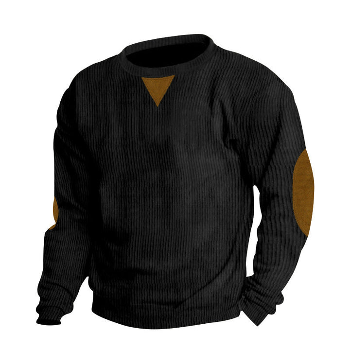 Herren Strickpullover mit einzigartigem strukturiertem Design und aufgesetzten Ellbogenpatches Drune