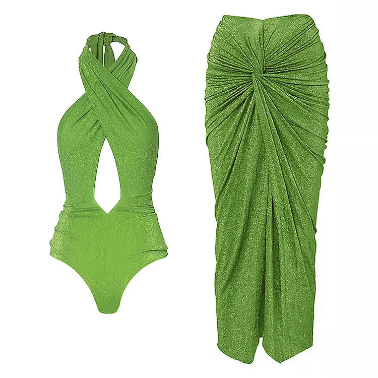 Damen eleganter Cut-Out Einteiler Badeanzug Drune