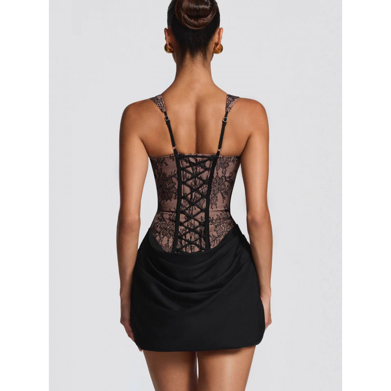 Damen Abendkleid mit Corsagen-Oberteil und Rüschenrock Drune