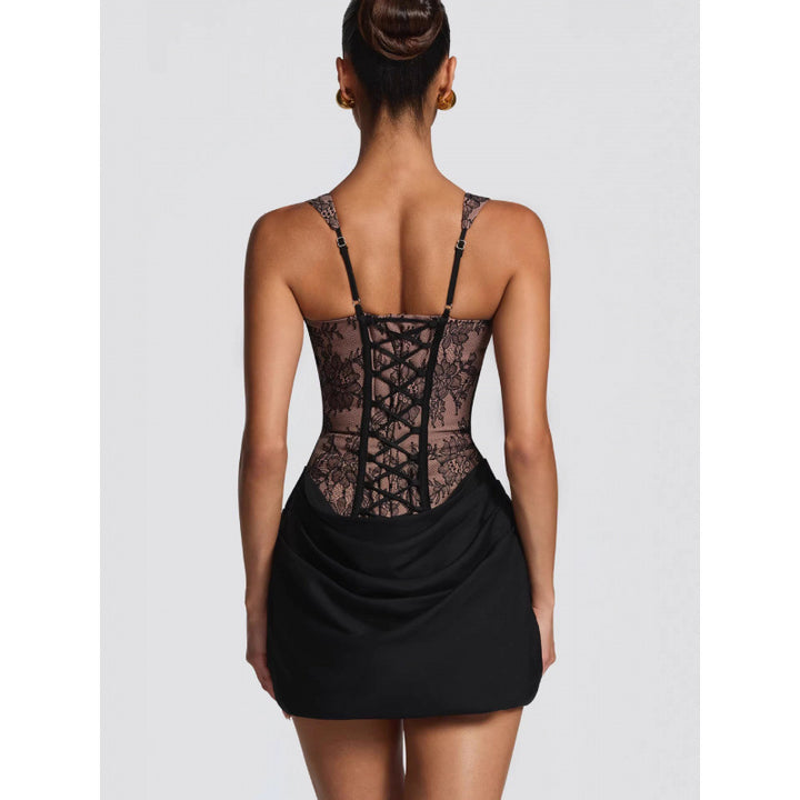 Damen Abendkleid mit Corsagen-Oberteil und Rüschenrock Drune