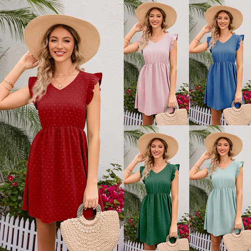 Damen Verspieltes Freizeitkleid mit Rüschendetails und tailliertem Schnitt Drune
