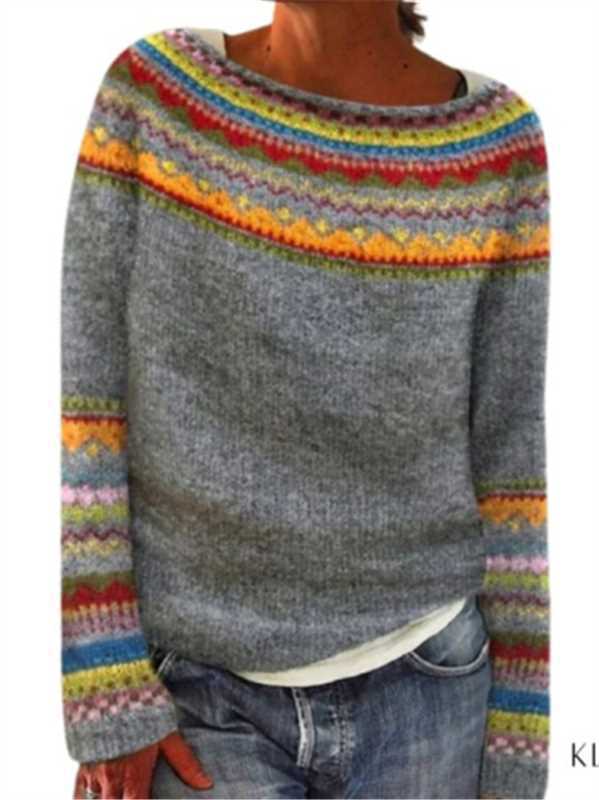 Damen nan Norwegerpullover aus Wollmix mit Rundhalsausschnitt und traditionellem Fair-Isle-Yoke Drune