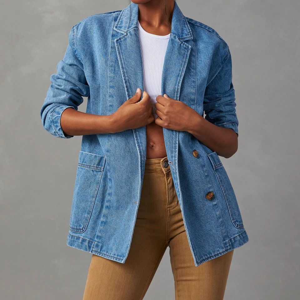Damen Denim Blazer im modernem Oversized-Schnitt mit praktischen Taschen Drune