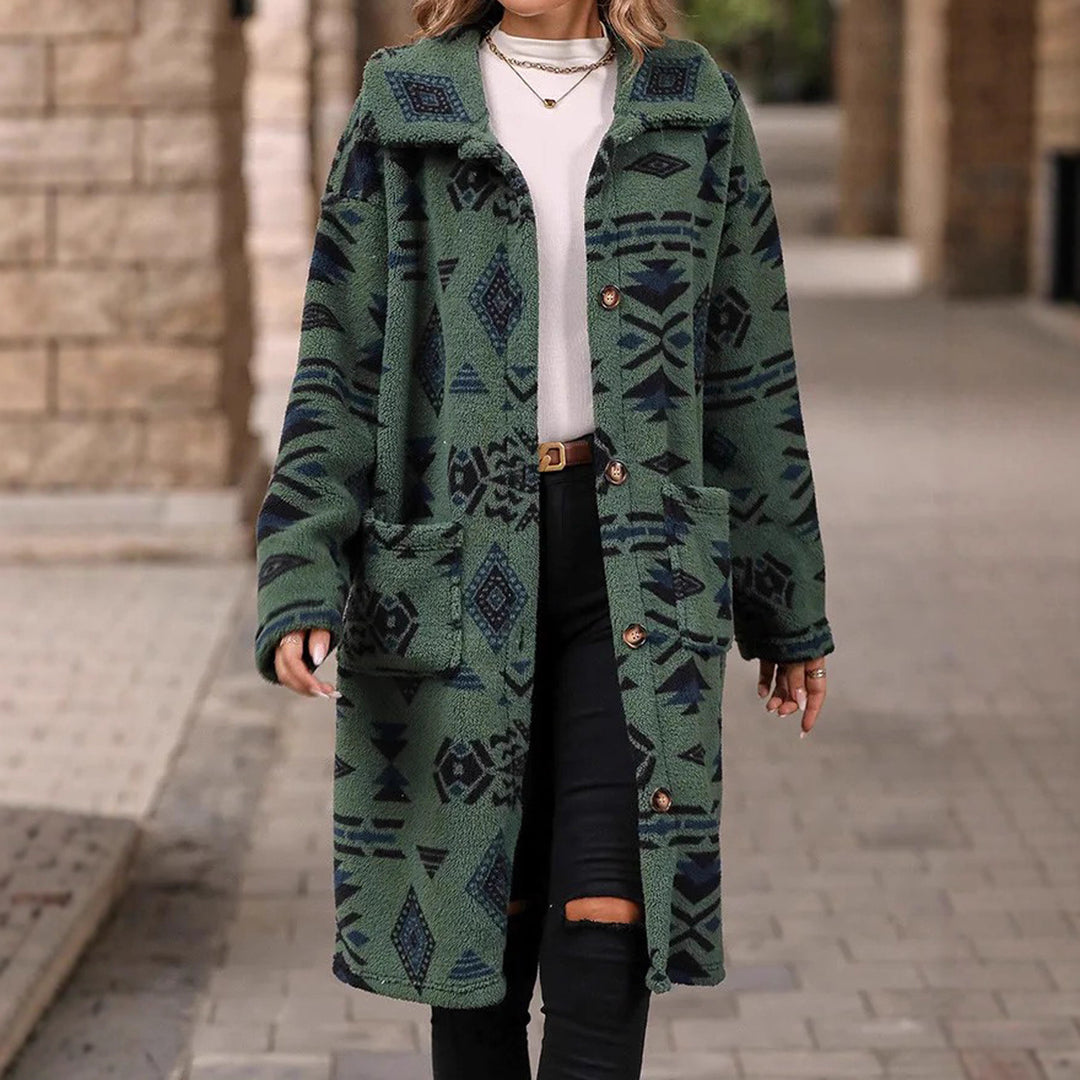 Damen Langarmlange Jacke mit geometrischem Muster Drune