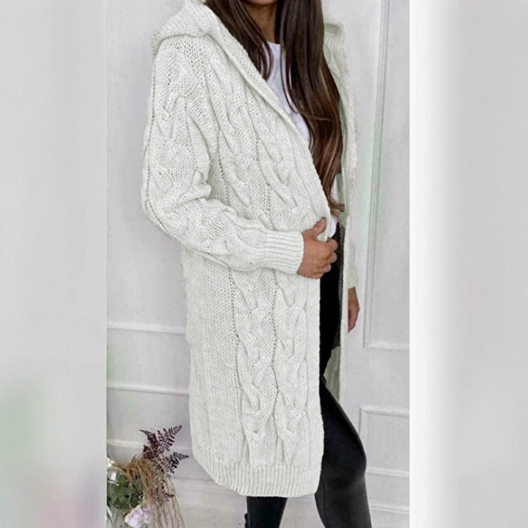 Damen Strickcardigan mit Kapuze und strukturiertem Muster Drune